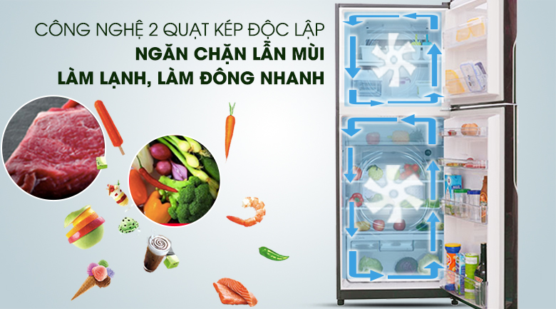 Hệ thống làm lạnh kép riêng biệt - Tủ lạnh Hitachi Inverter 365 lít R-VG440PGV3 GBW
