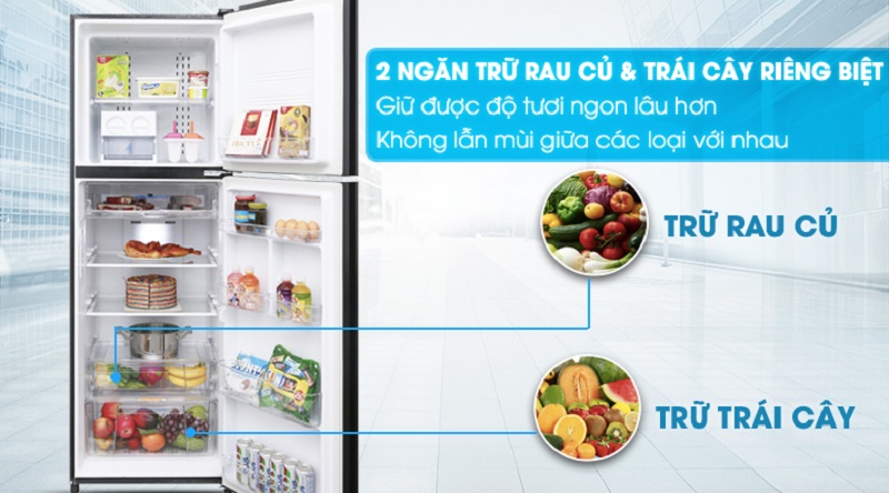 Ngăn rau củ tiện lợi, hiện đại - Tủ lạnh Aqua Inverter 373 lít AQR-IG377DN GB