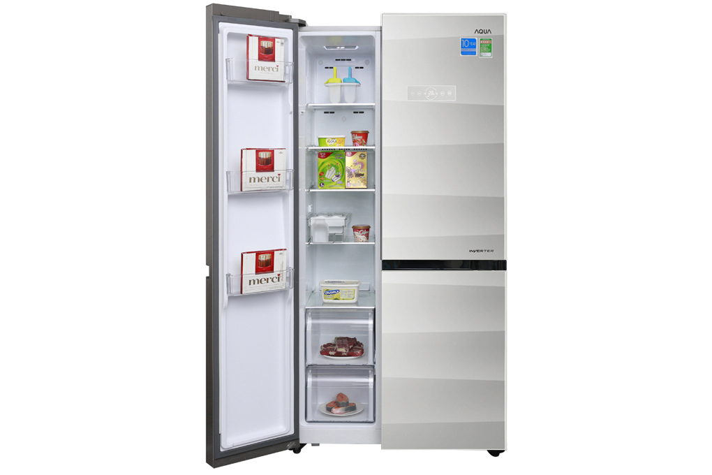 Tủ lạnh Aqua Inverter 518 lít AQR-IG585AS GS Màu Bạc