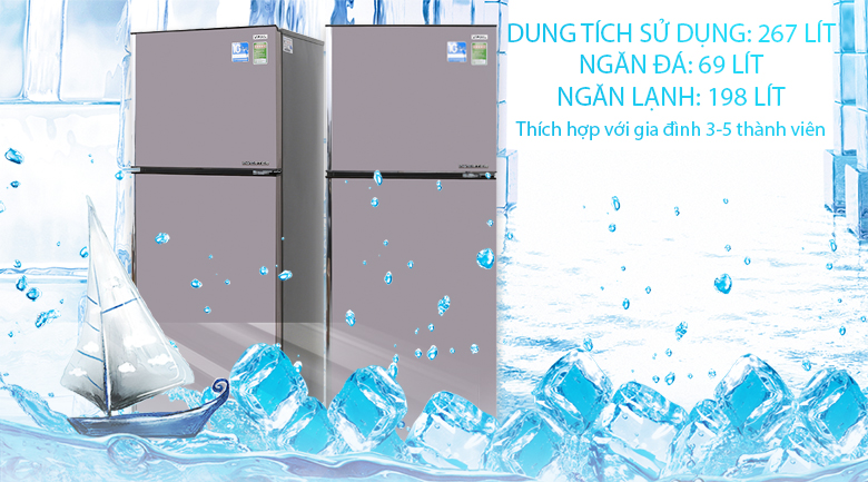 Thiết kế tủ lạnh AQUA Inverter 281 lít AQR-I287BN PS