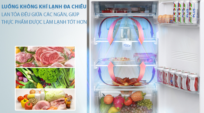 Luồng khí lạnh đa chiều - Tủ lạnh Aqua Inverter 281 lít AQR-I287BN PS Luồng khí lạnh đa chiều - Tủ lạnh Aqua Inverter 281 lít AQR-I287BN PS