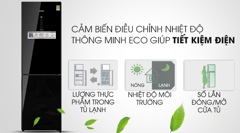 Tối ưu hóa năng lượng với cảm biến Eco - Tủ lạnh Hitachi Inverter 330 lít BG410PGV6X (GBK)