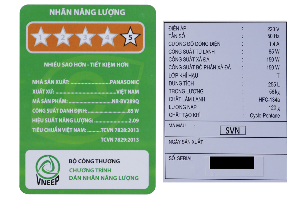 Tủ lạnh Panasonic Inverter 255 lít NR-BV289QSVN Màu Bạc