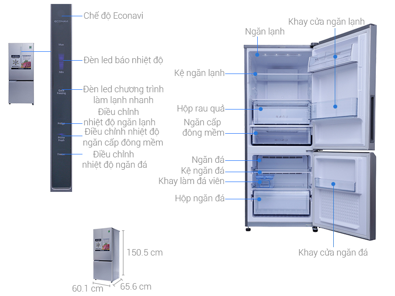 Thông số kỹ thuật Tủ lạnh Panasonic Inverter 255 lít NR-BV289XSVN