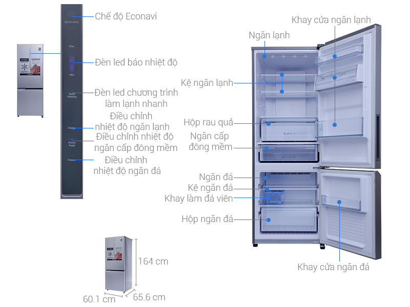 Thông số kỹ thuật Tủ lạnh Panasonic 290 lít NR-BV329XSVN