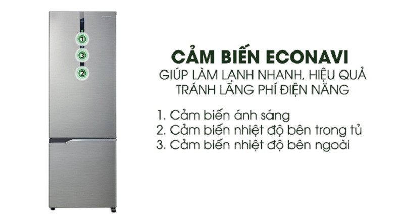 Trang bị cảm biến Econavi 3 điểm thông minh - Tủ lạnh Panasonic Inverter 322 lít NR-BC369XSVN Trang bị cảm biến Econavi 3 điểm thông minh - Tủ lạnh Panasonic Inverter 322 lít NR-BC369XSVN