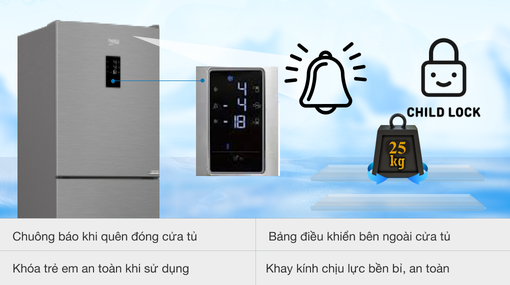 Tủ lạnh Beko Inverter 290 lít RTNT290E50VZX