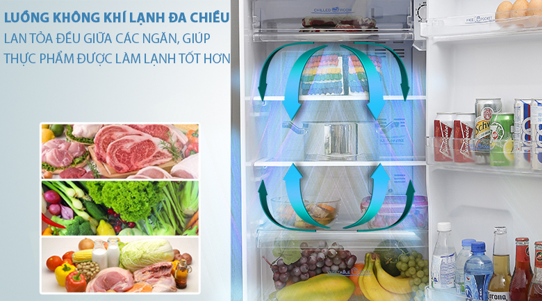 Làm lạnh đa chiều - Tủ lạnh Aqua 205 lít AQR-I209DN DC