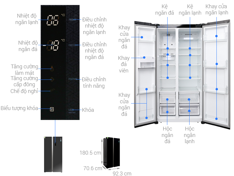 Thông số kỹ thuật Tủ lạnh Electrolux Inverter 586 lít ESE6201BG-VN