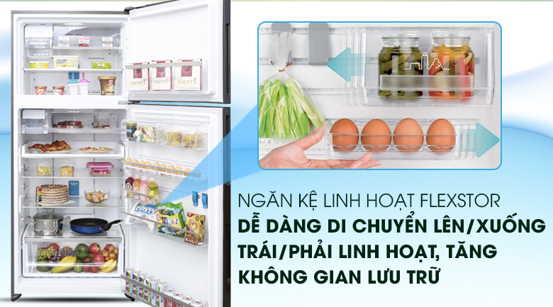 Ngăn kệ linh hoạt FlexStor - Tủ lạnh Electrolux Inverter 531 lít ETE5722BA