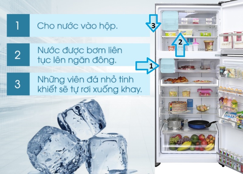 Làm đá tự động nhanh chóng, tiện lợi Làm đá tự động nhanh chóng, tiện lợi