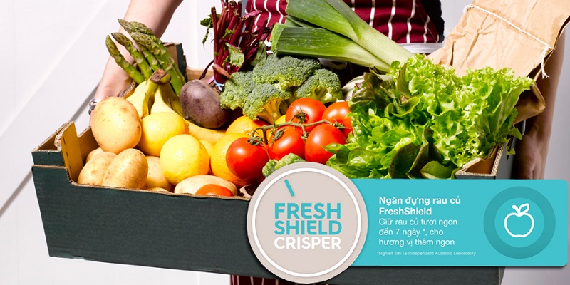 Rau củ tươi tươi ngon, mọng nước lên đến 7 ngày với ngăn chứa Fresh Shield Rau củ tươi tươi ngon, mọng nước lên đến 7 ngày với ngăn chứa Fresh Shield