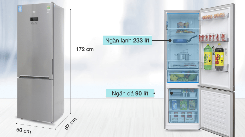 Tủ lạnh Beko Inverter 323 lít RCNT340E50VZX