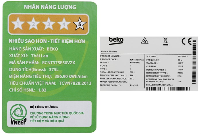 Tủ lạnh Beko Inverter 323 lít RCNT340E50VZX Màu Xám