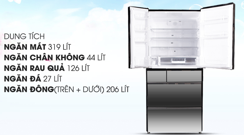 Dung tích siêu lớn - Tủ lạnh Hitachi Inverter 722 lít R-X670GV (X)