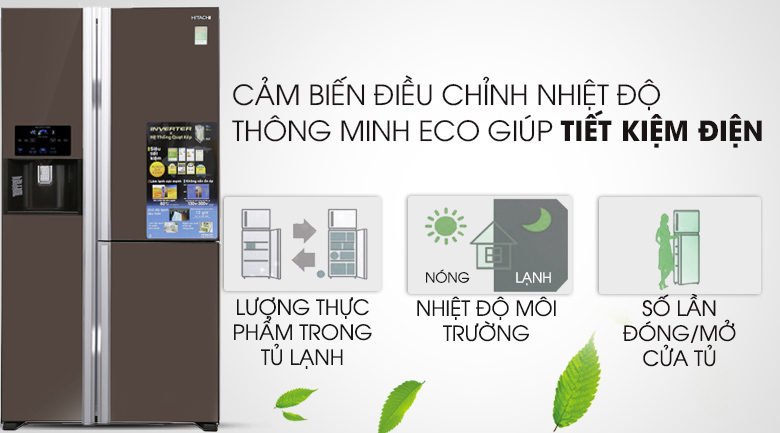 Cảm biến Eco - Tủ lạnh Hitachi Inverter 600 lít R-FM800PGV2 GBK