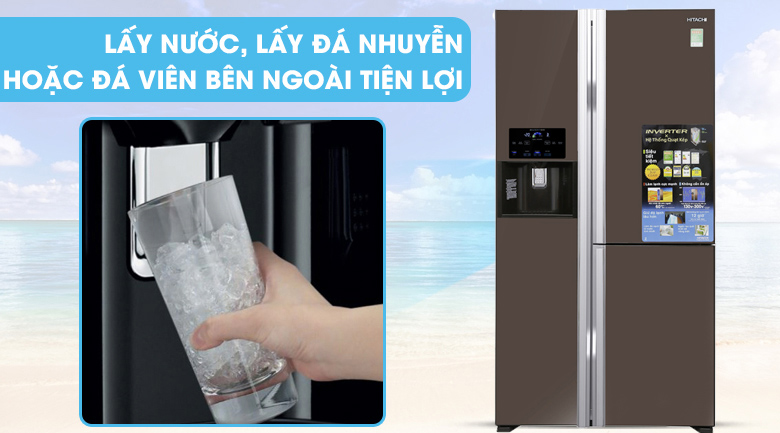 Ngăn lấy nước bên ngoài - Tủ lạnh Hitachi Inverter 584 lít R-M700GPGV2X