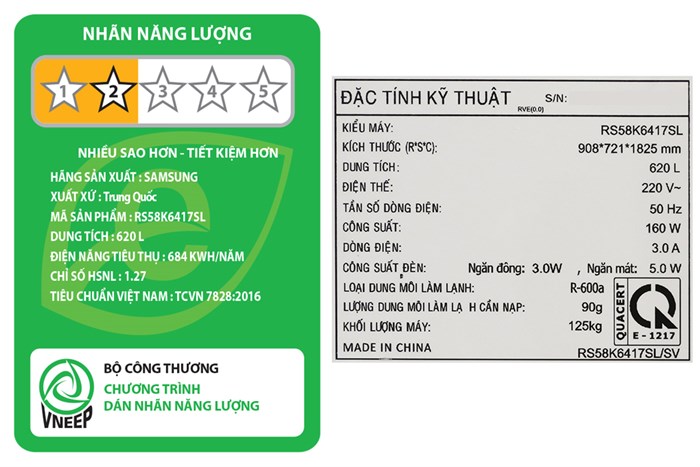 Tủ lạnh Samsung Inverter 575 lít RS58K6417SL/SV Màu Bạc