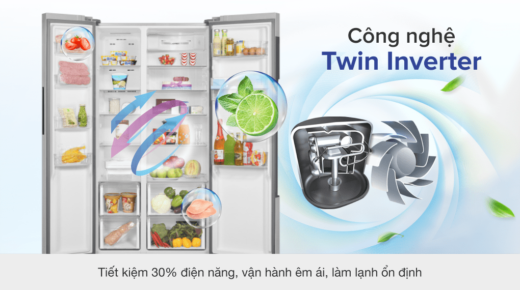 Tủ lạnh Aqua Inverter 510 lít AQR-I565AS BS