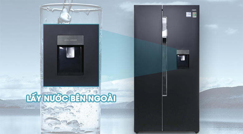 Lấy nước bên ngoài - Tủ lạnh Aqua Inverter 557 lít AQR-I565AS BS
