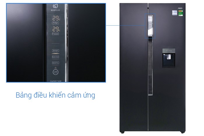 Tủ lạnh Aqua Inverter 510 lít AQR-I565AS BS Màu Đen