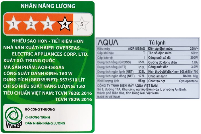 Tủ lạnh Aqua Inverter 510 lít AQR-I565AS BS Màu Đen