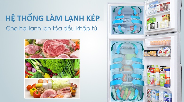 Hệ thống làm lạnh kép - Tủ lạnh Hitachi Inverter 395 lít R-VG470PGV3 XGR Hệ thống làm lạnh kép - Tủ lạnh Hitachi Inverter 395 lít R-VG470PGV3 XGR