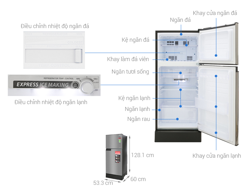 Thông số kỹ thuật Tủ lạnh Sharp Inverter 165 lít SJ-X176E-SL