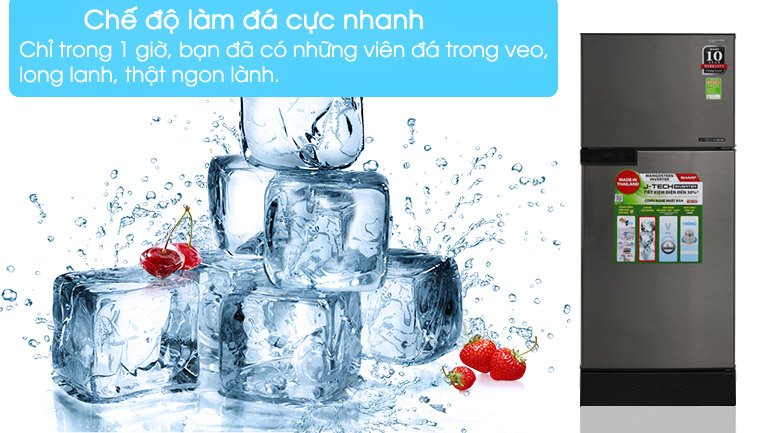 Tiện lợi hơn nhờ tính năng làm đá nhanh - Tủ lạnh Sharp Inverter 165 lít SJ-X176E-SL Tiện lợi hơn nhờ tính năng làm đá nhanh - Tủ lạnh Sharp Inverter 165 lít SJ-X176E-SL