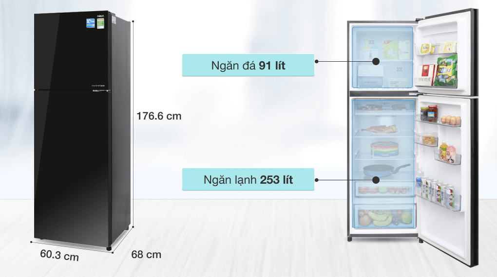 Tủ lạnh Aqua Inverter 344 lít AQR-IG386DN GBN