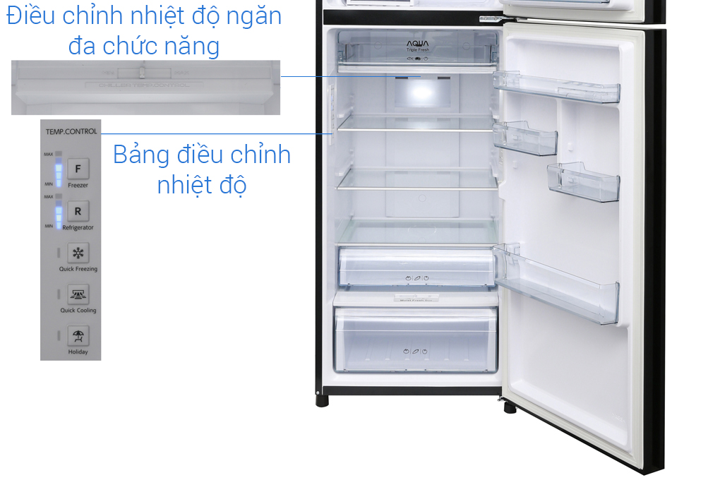 Tủ lạnh Aqua Inverter 344 lít AQR-IG386DN GBN Màu Đen