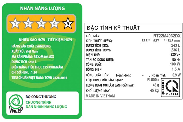 Tủ lạnh Samsung Inverter 236 lít RT22M4032DX/SV Màu Nâu