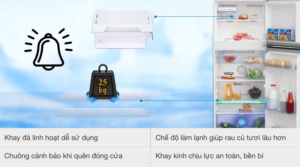 Tủ lạnh Beko Inverter 188 lít RDNT200I50VS