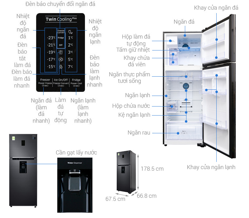 Thông số kỹ thuật Tủ lạnh Samsung Inverter 380 lít RT38K5982BS/SV