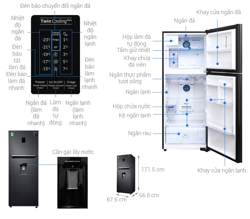 ThÃ´ng sá» ká»¹ thuáº­t Tá»§ láº¡nh Samsung Inverter 360 lÃ­t RT35K5982BS/SV