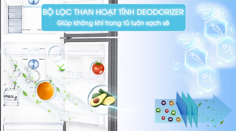 Lọc sạch không khí với bộ lọc than hoạt tính Deodorizer - Tủ lạnh Samsung Inverter 360 lít RT35K5982BS/SV
