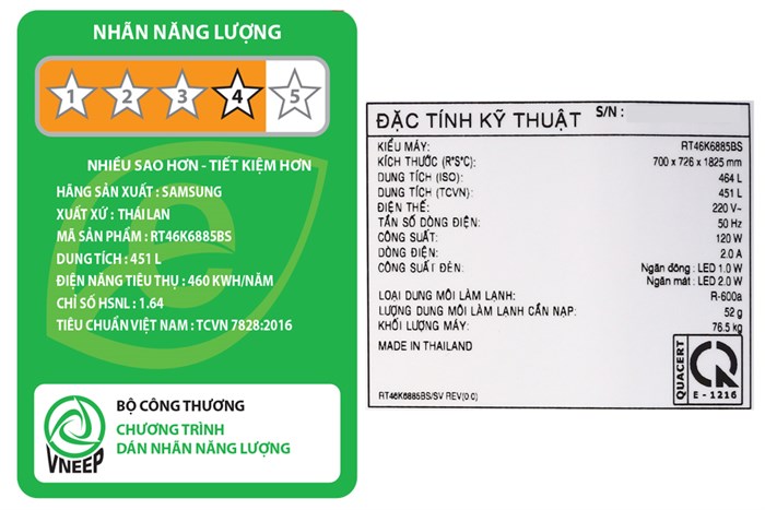 Tủ lạnh Samsung Inverter 451 lít RT46K6885BS/SV Màu Đen