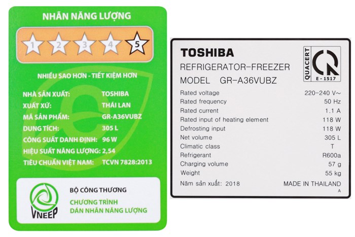 Tủ lạnh Toshiba Inverter 305 lít GR-A36VUBZ DS Màu Nâu