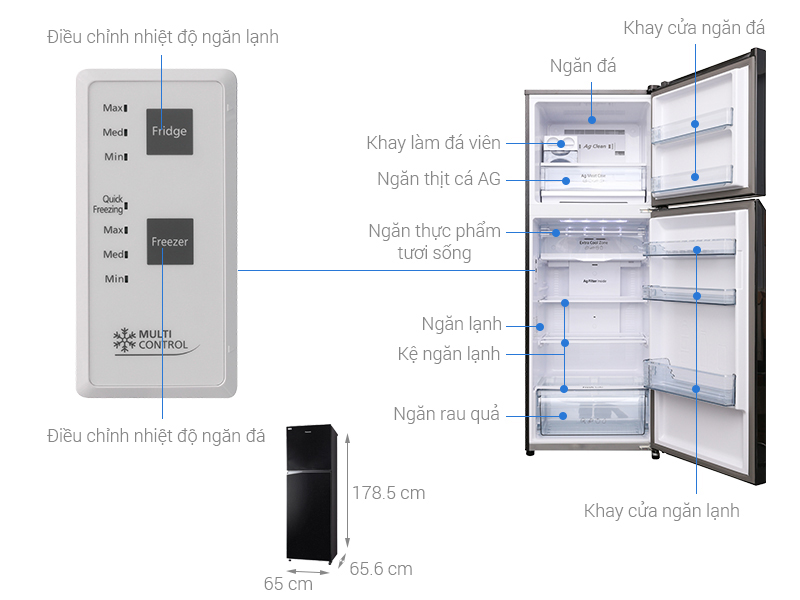 Thông số kỹ thuật Tủ lạnh Panasonic Inverter 366 lít NR-BL389PKVN