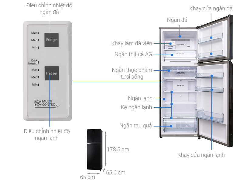 Thông số kỹ thuật Tủ lạnh Panasonic Inverter 366 lít NR-BL389PKVN