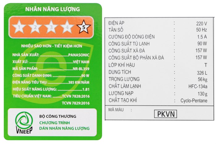 Tủ lạnh Panasonic Inverter 326 lít NR-BL359PKVN Màu Đen