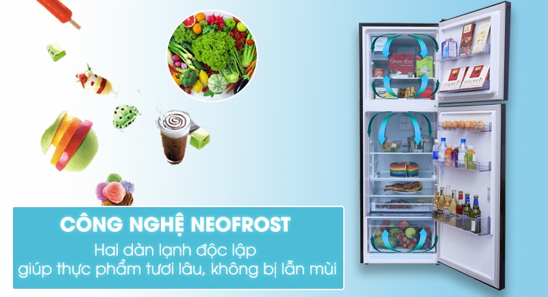 Ngăn chặn thực phẩm lẫn mùi vào nhau với NeoFrost Technology hai dàn lạnh độc lập Ngăn chặn thực phẩm lẫn mùi vào nhau với NeoFrost Technology hai dàn lạnh độc lập