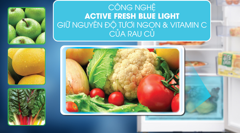 Công nghệ Active Fresh Blue Light giữ nguyên độ tươi ngon và vitamin C của rau củ - Tủ lạnh Beko Inverter 230 lít RDNT230I50VS 