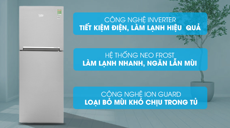 Tủ lạnh Beko Inverter 201 lít RDNT230I50VS