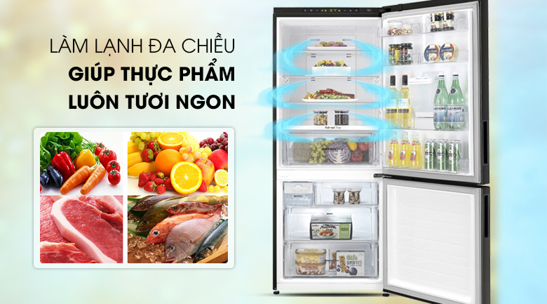 Làm lạnh đa chiều - Tủ lạnh LG Inverter 450 lít GR-D400BL Làm lạnh đa chiều - Tủ lạnh LG Inverter 450 lít GR-D400BL