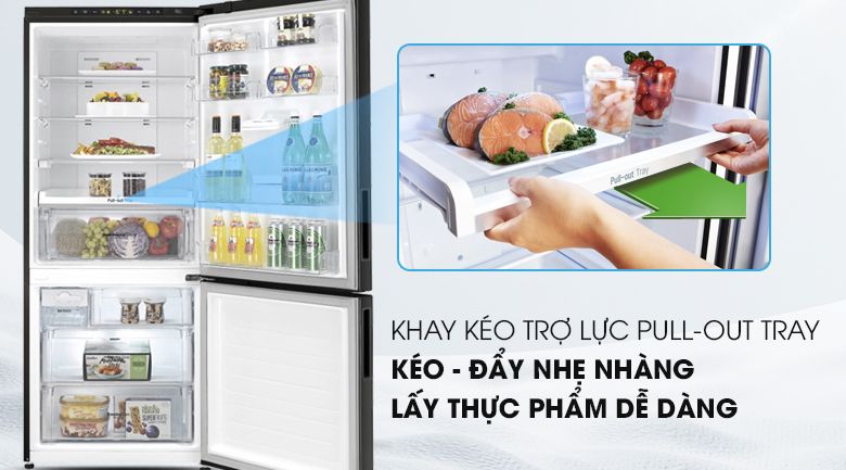 Tủ lạnh LG Inverter 450 lít GR-D400BL - Khay kéo trợ lực Tủ lạnh LG Inverter 450 lít GR-D400BL - Khay kéo trợ lực