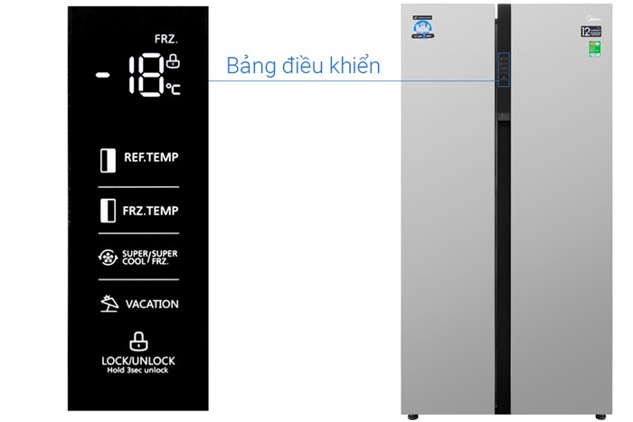 Tủ lạnh Midea Inverter 530 lít MRC-690SS Màu Xám