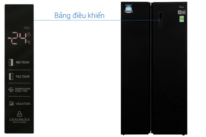 Tủ lạnh Midea Inverter 530 lít MRC-690GS Màu Đen