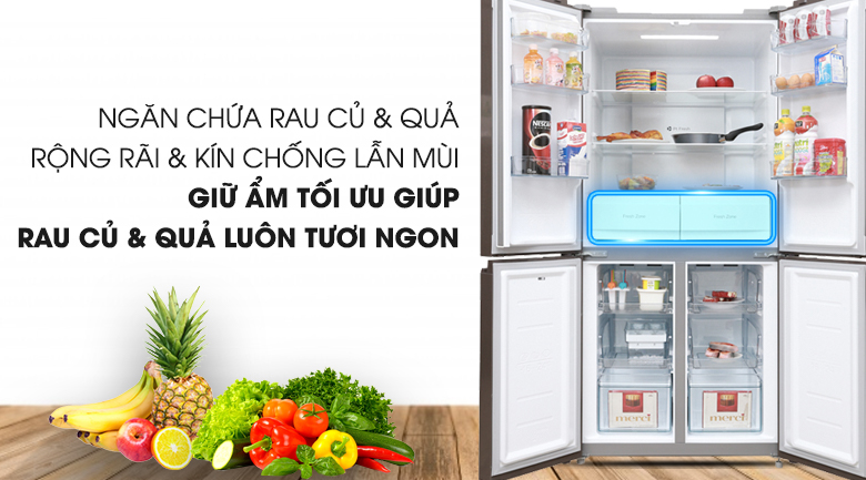 Lưu trữ nhiều rau quả - Tủ lạnh Midea 428 lít MRC-626FWEIS Lưu trữ nhiều rau quả - Tủ lạnh Midea 428 lít MRC-626FWEIS