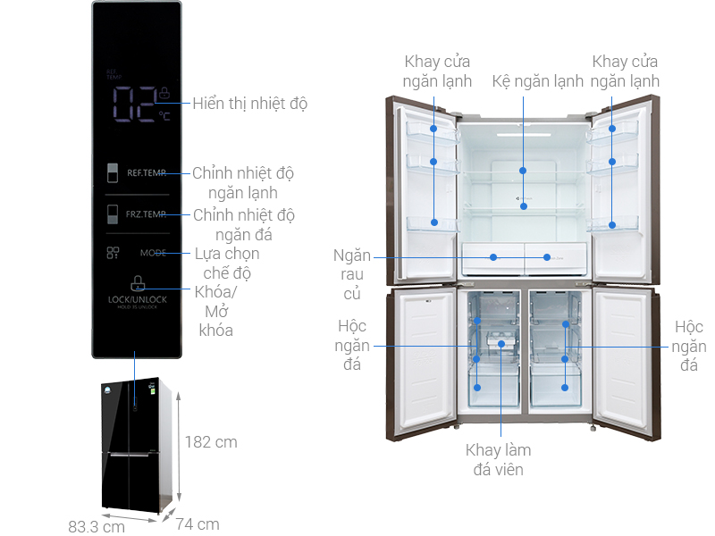 Thông số kỹ thuật Tủ lạnh Midea Inverter 482 lít MRC-626FWEIS - G